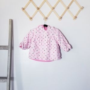 CARTER'S REVERSIBLE PINK HEARTS PINK FLEECE HOODED COAT SIZE 18 MONTHS